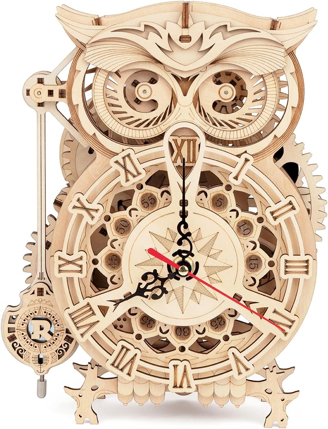 ROKR Owl Clock - Mechanical Model Building Kit DIY Hobbies for Men Women 161PCS Clock Puzzle