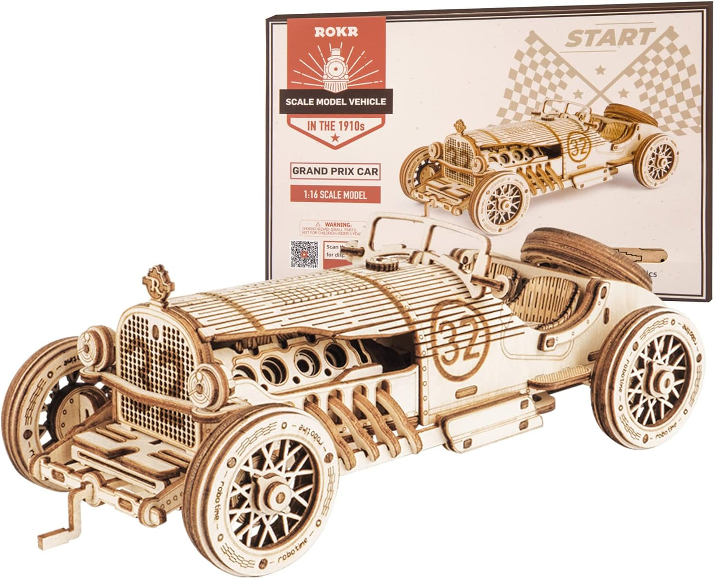 ROKR 3D Wooden Puzzle for Adults-Mechanical Car Model Kit-Unique Gift for Kids