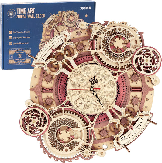 ROKR Wooden Clock Puzzle Kit-Zodiac Wall Clock