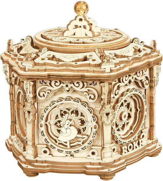 ROKR 3D Wooden Puzzles Music Box (Secret Garden) - Spinning Musical Jewelry Box Vintage Keepsakes Storage