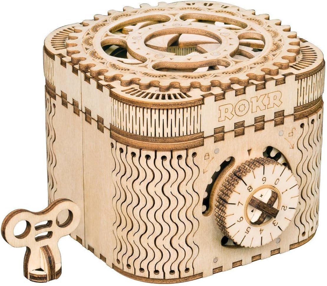 ROKR 3D Wooden Puzzle Mechanical Treasure Box Model DIY Brain Teaser Projects for Adult kid Age 14+