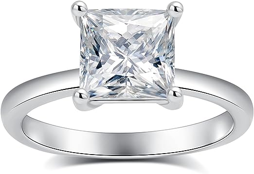 1.2CT Moissanite Princess Cut Ring 925 Silver D Color VVS1 Promise Ring for Her