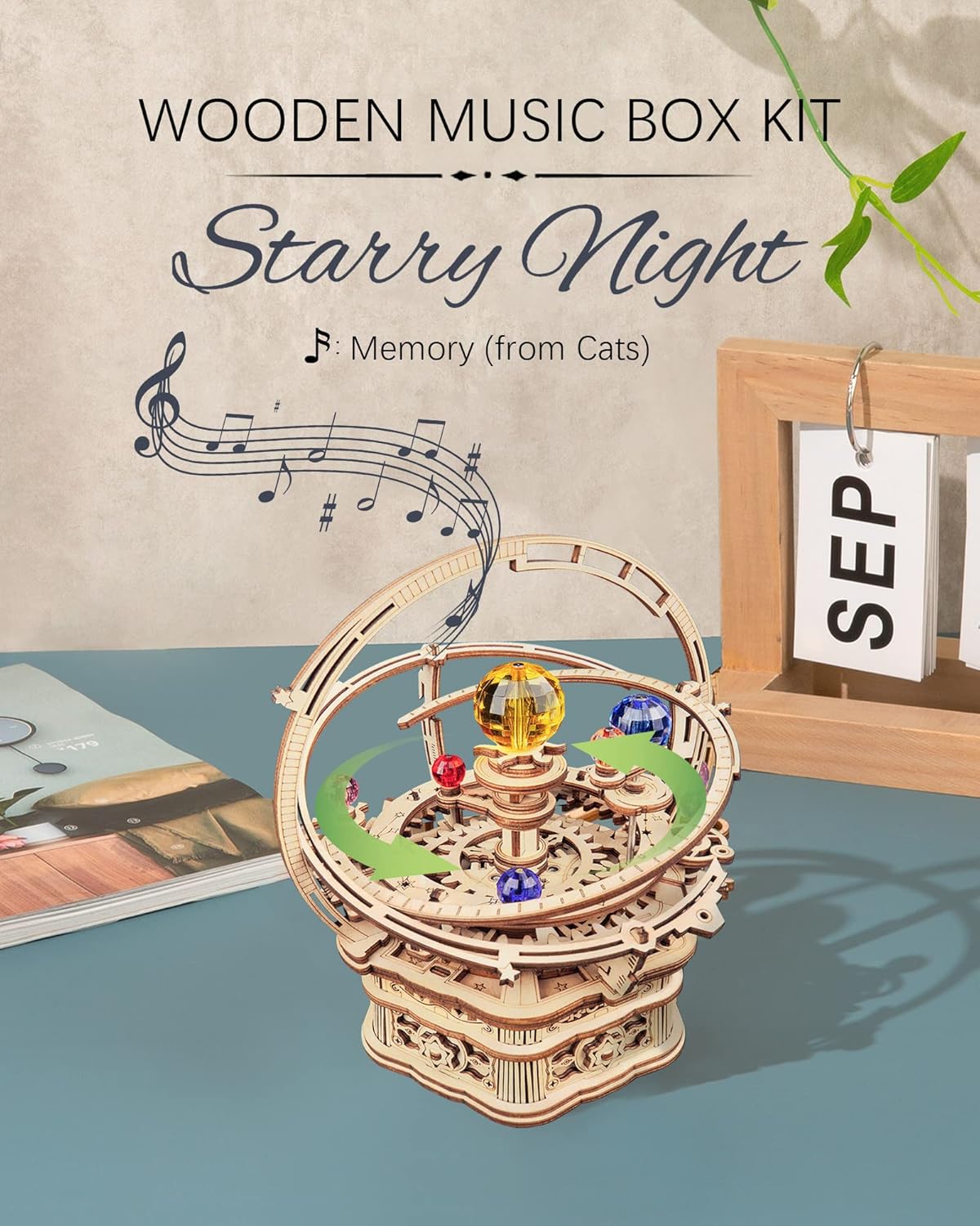 ROKR Starry Night Music Box Kit-Wooden Puzzles Science Gifts