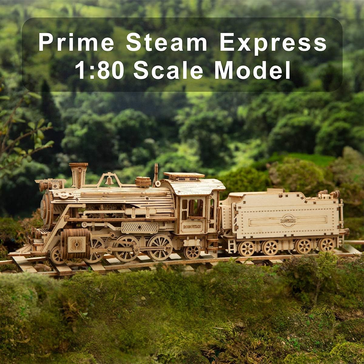 ROKR 3D Wooden Puzzle for Adults-Mechanical Train Model Kit-Unique Gift for Kids