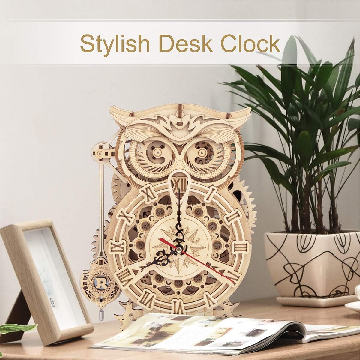 ROKR Owl Clock - Mechanical Model Building Kit DIY Hobbies for Men Women 161PCS Clock Puzzle