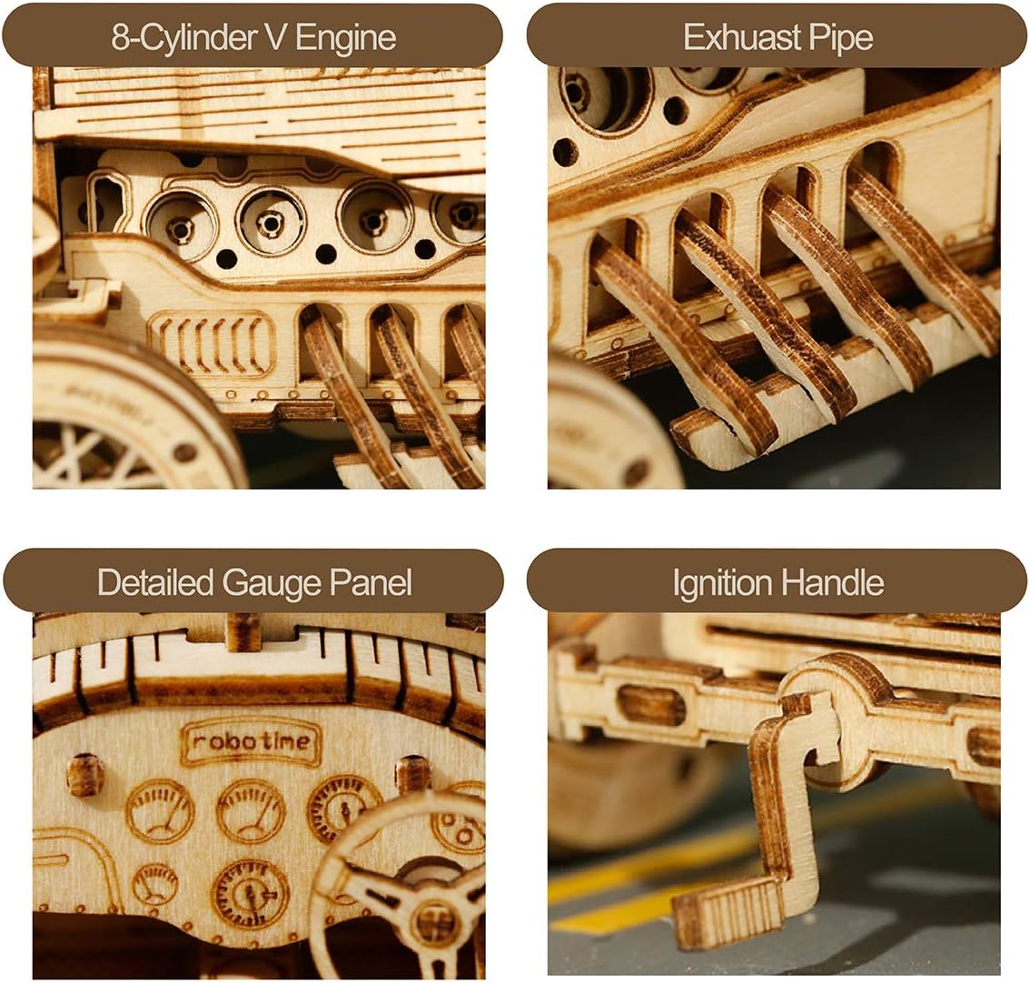 ROKR 3D Wooden Puzzle for Adults-Mechanical Car Model Kit-Unique Gift for Kids