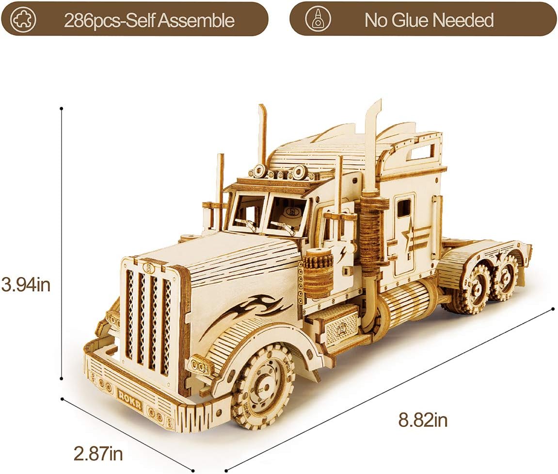 ROKR 3D Wooden Puzzle for Adults Vehicle Building Kits-Unique Gift for Kids