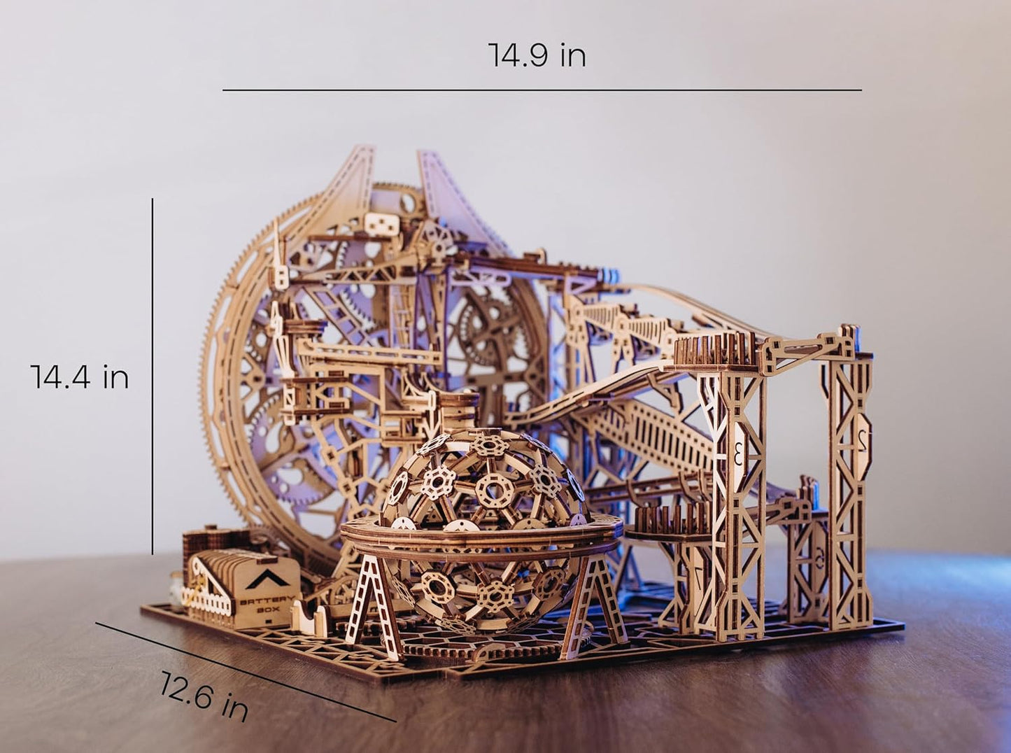 Wood Trick Wooden Marble Run Electric Motorized - 3D Wooden Puzzles for Adults and Kids to Build - 15x14 in