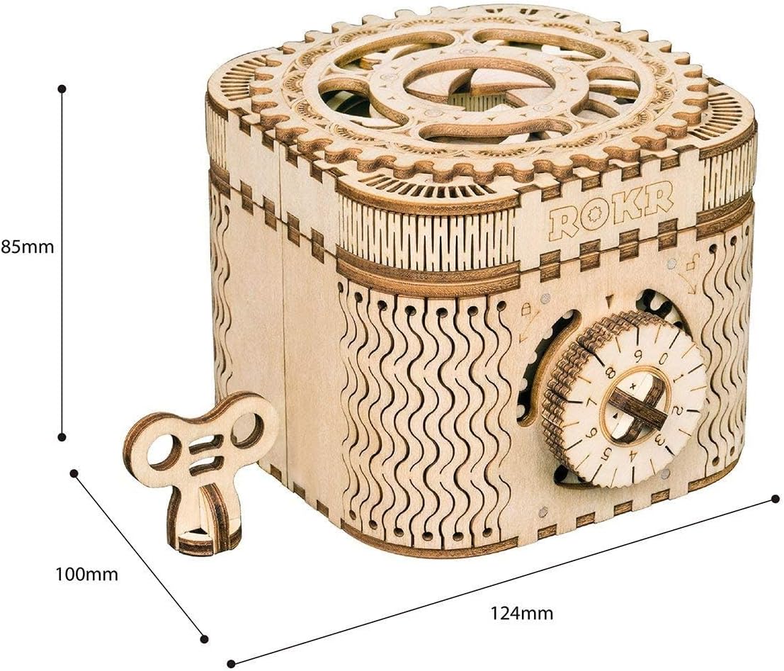 ROKR 3D Wooden Puzzle Mechanical Treasure Box Model DIY Brain Teaser Projects for Adult kid Age 14+