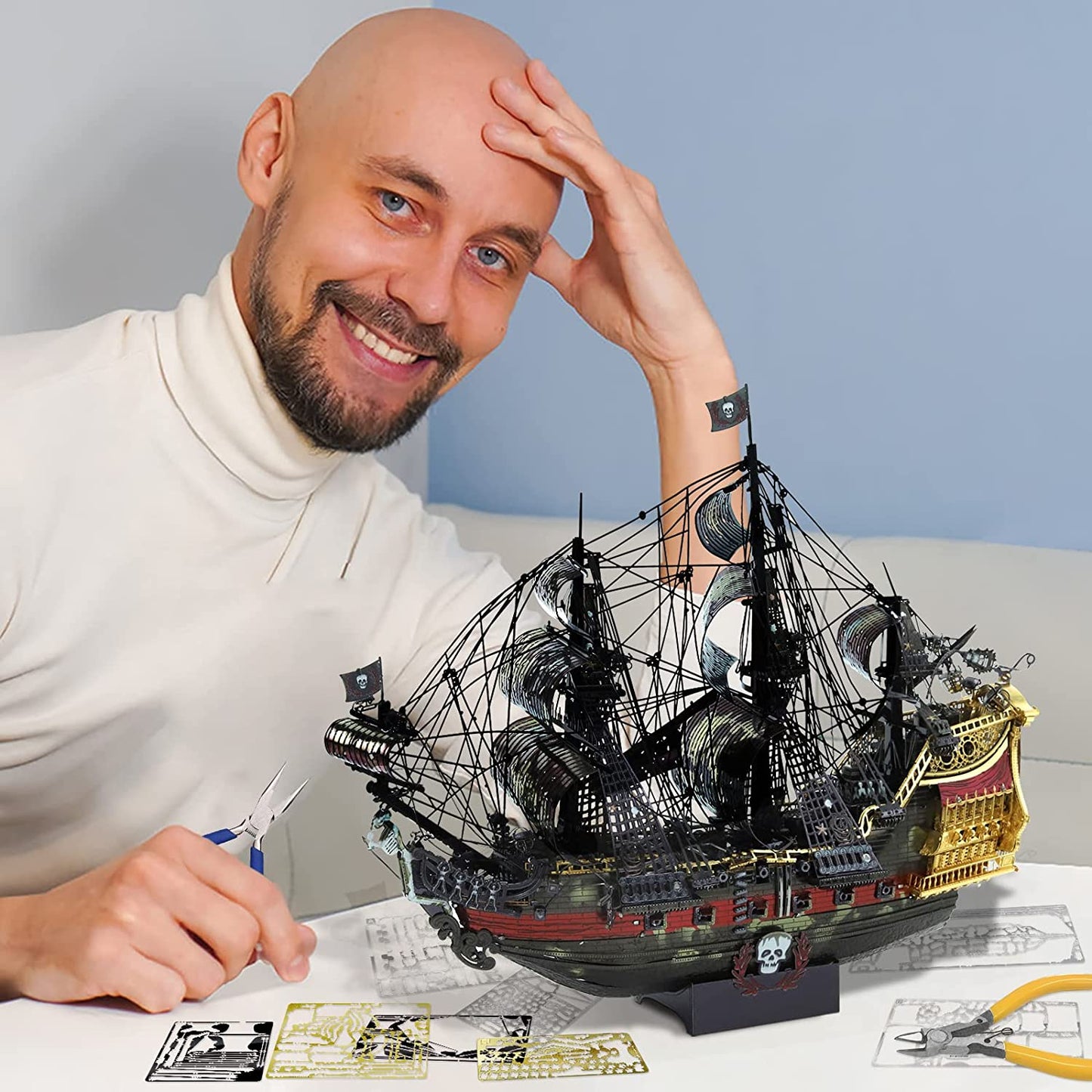 Piececool 3D Metal Puzzles for Adults Metal Earth Queen Anne's Revenge Pirate Ship Model