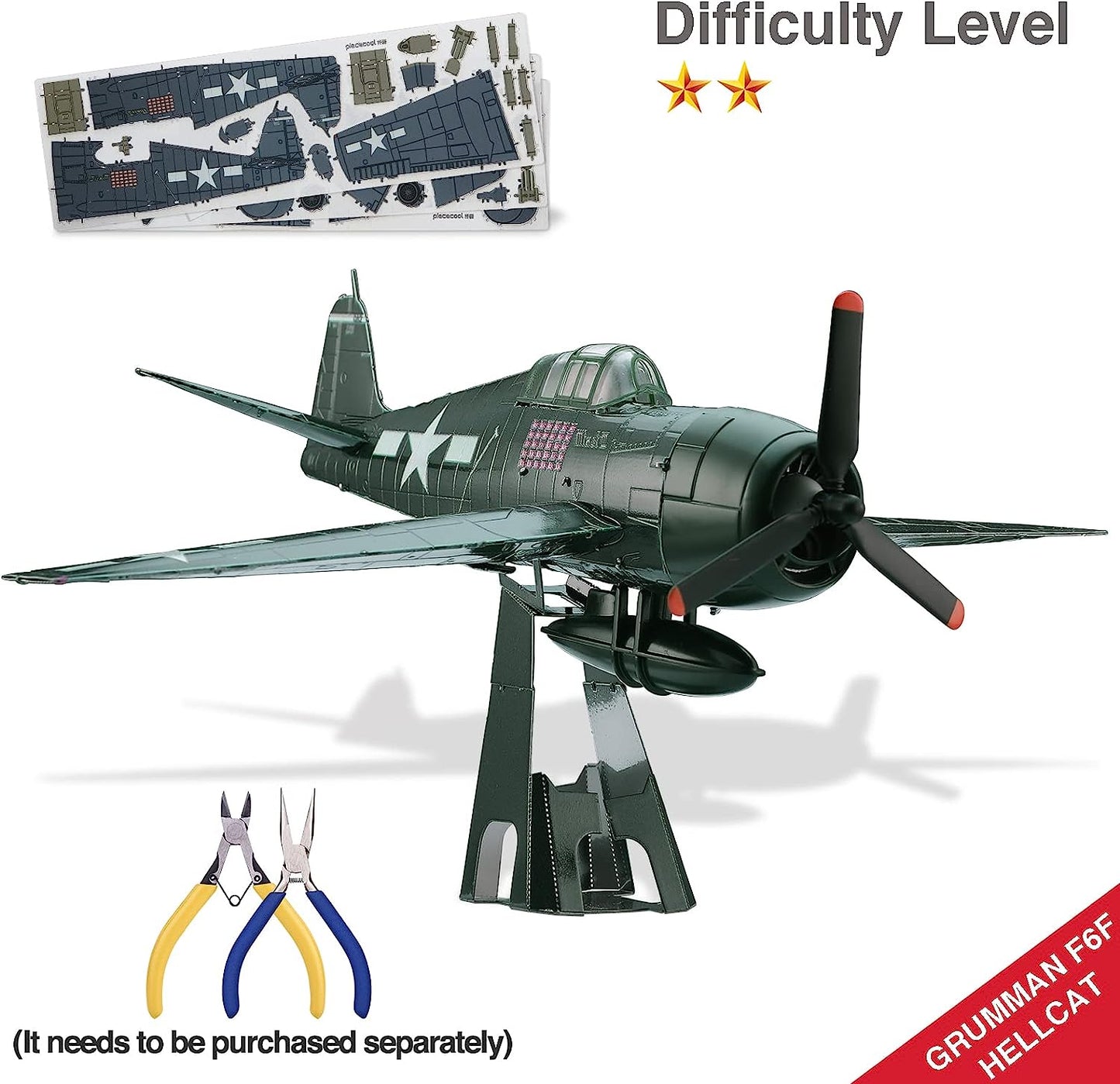 Piececool Metal Earth, F6F Frighter Airplane Military Model