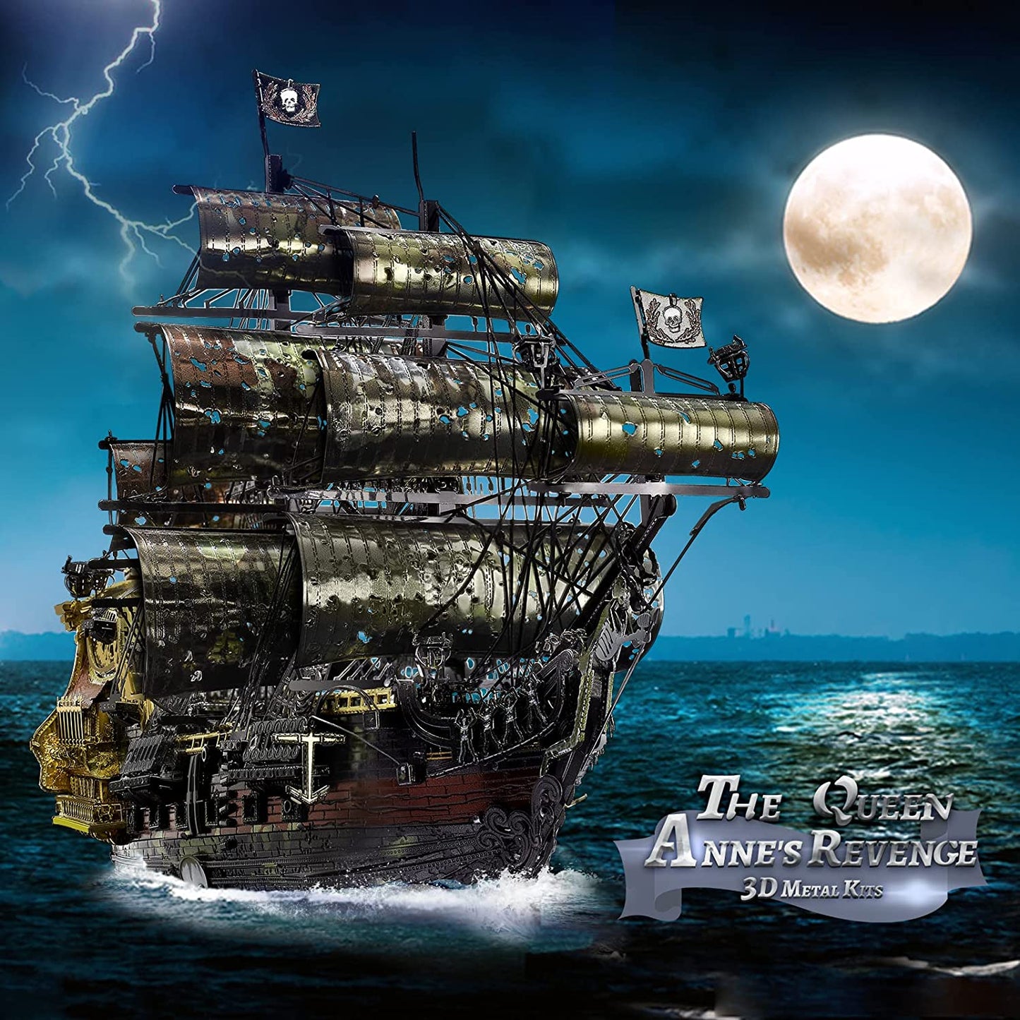 Piececool 3D Metal Puzzles for Adults Metal Earth Queen Anne's Revenge Pirate Ship Model