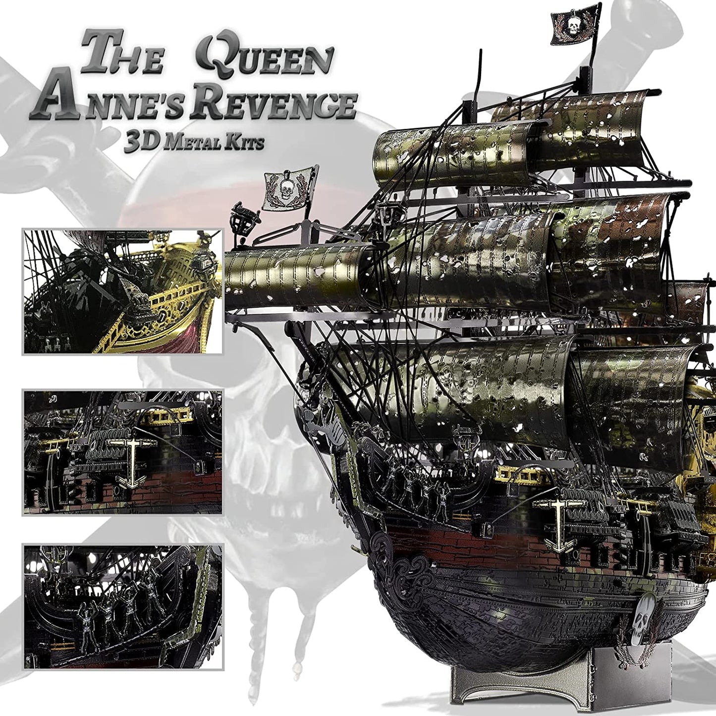 Piececool 3D Metal Puzzles for Adults Metal Earth Queen Anne's Revenge Pirate Ship Model