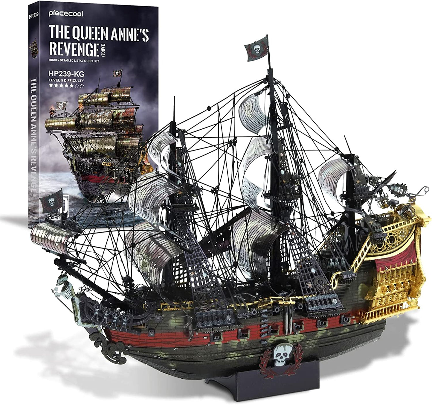 Piececool 3D Metal Puzzles for Adults Metal Earth Queen Anne's Revenge Pirate Ship Model