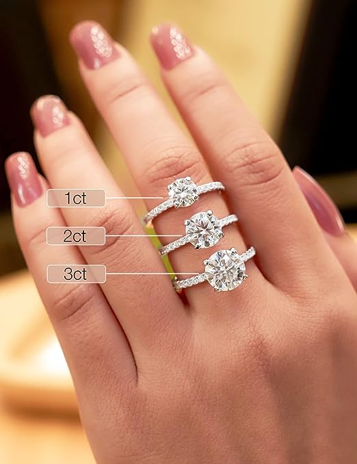 Moissanite Halo Engagement Rings for Women, Women's Moissanite Promise Rings 1CT D Color VVS1