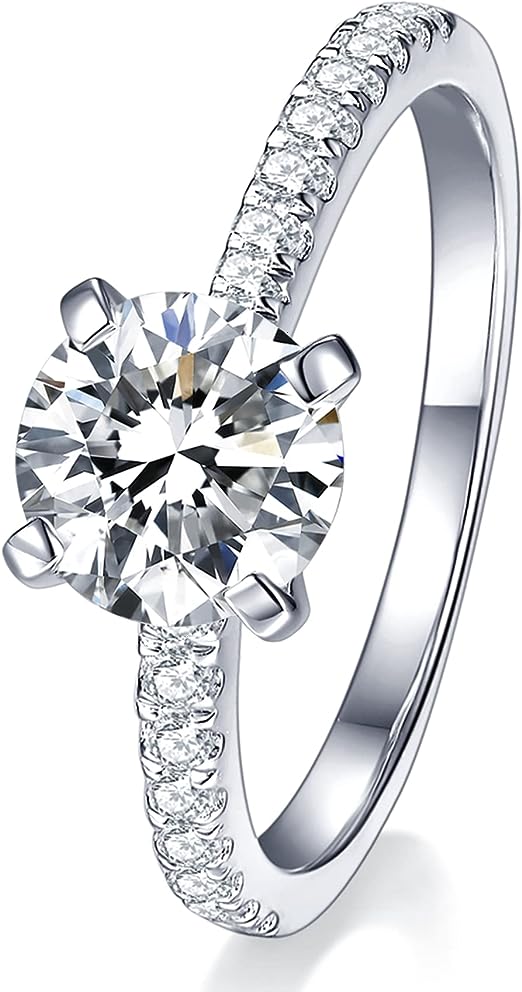 Moissanite Halo Engagement Rings for Women, Women's Moissanite Promise Rings 1CT D Color VVS1