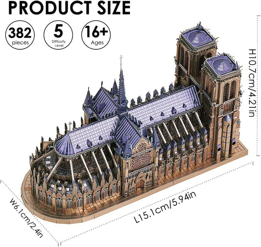 Piececool Metal Earth Notre Dame De Paris Church Metal Puzzles with DIY Tools Set