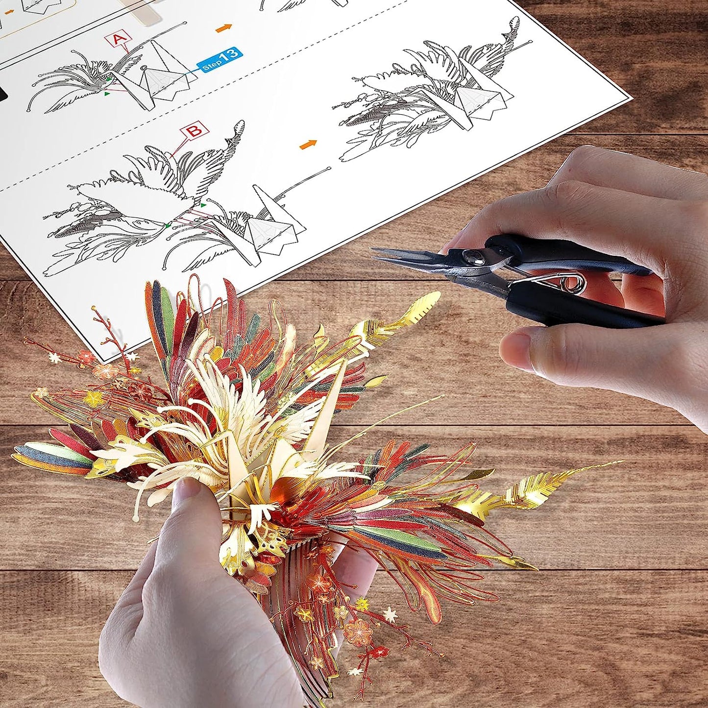 Piececool 3D Metal Puzzles, Wish Cranes-Lucky Amulet Model Kits, Gifts for Christmas New Year, 38 Pcs