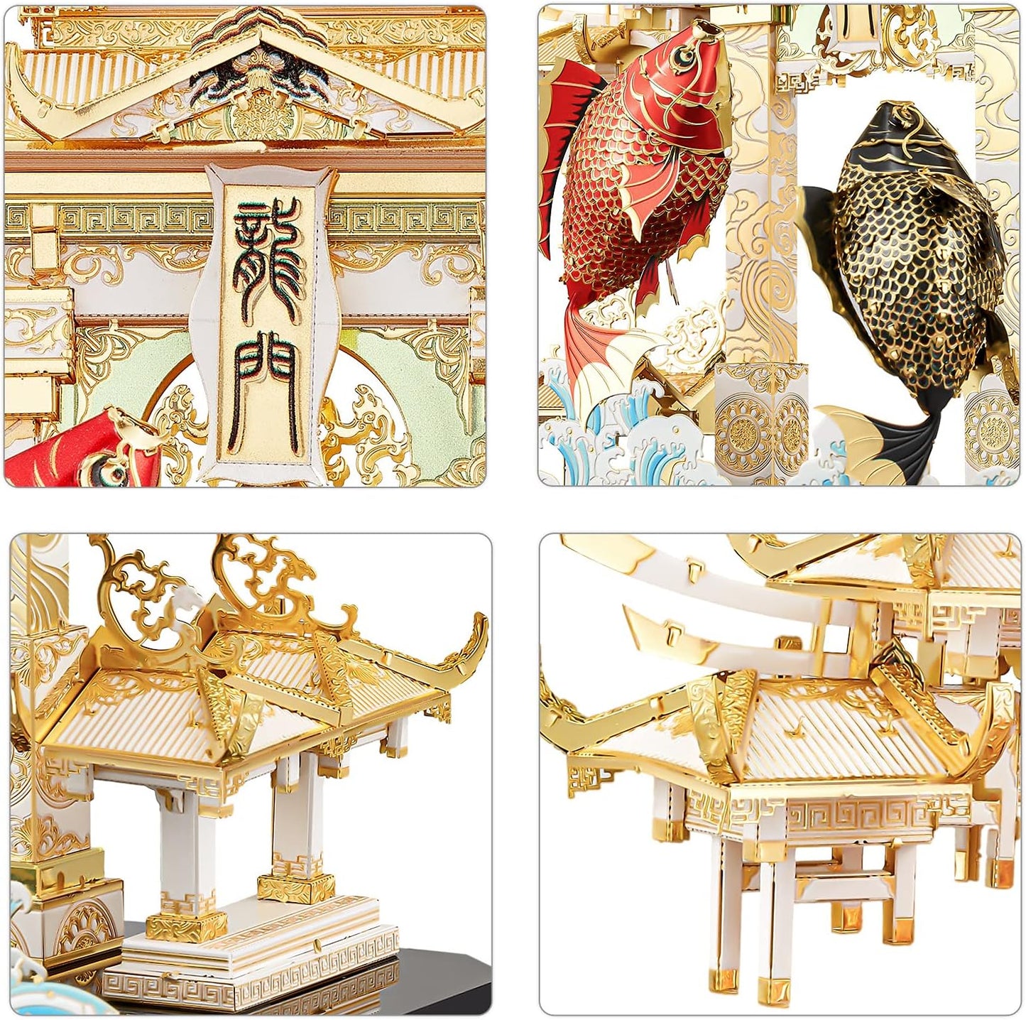 Piececool 3D Metal Puzzle Model Kits, Dragon Gate Carps Models Building Kit for Adults, 249 Pcs