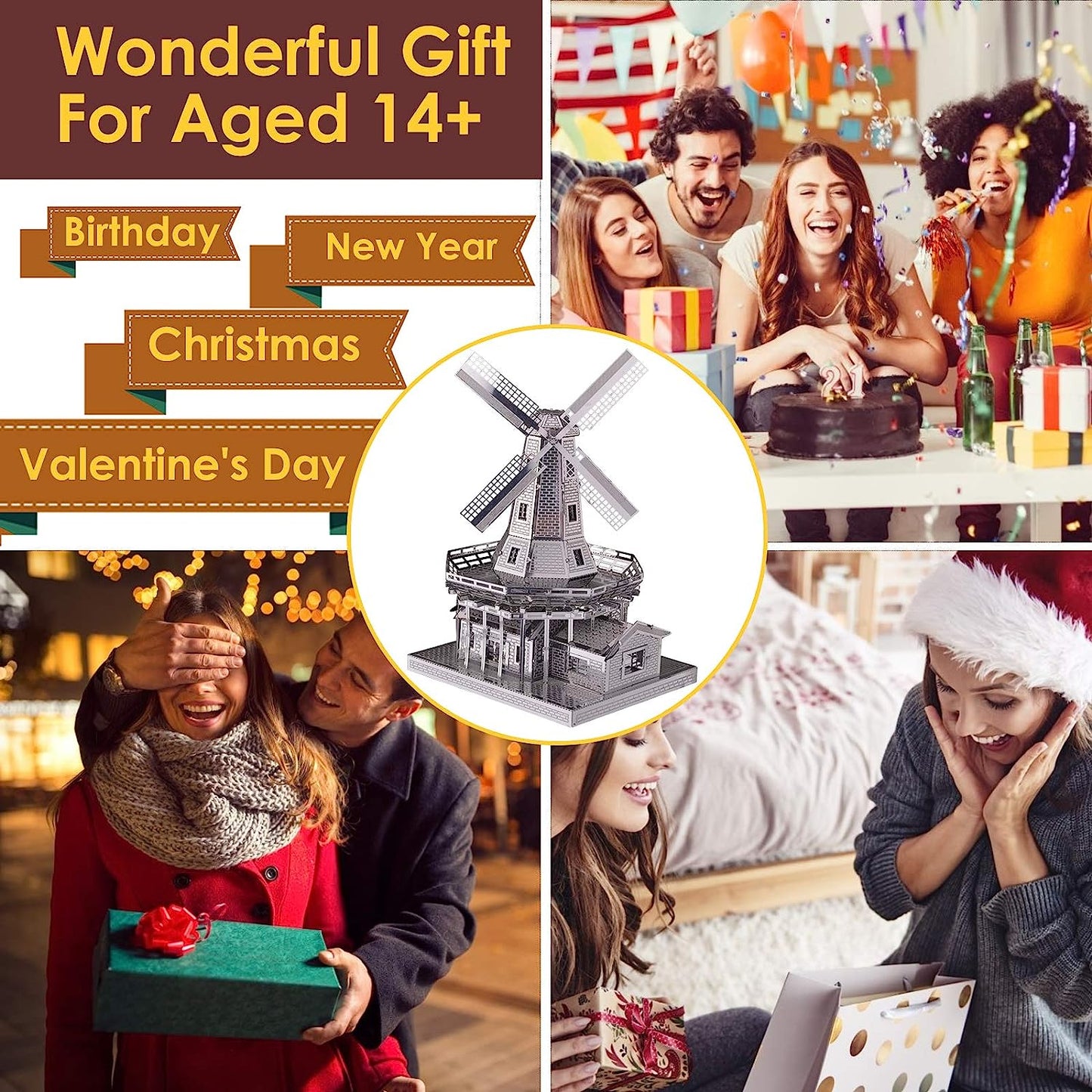 Metal Earth DIY Dutch Windmill 3D Metal Puzzle Building Blocks Kits for Teens Men Hobbies Toys Great Gifts-89 Pcs