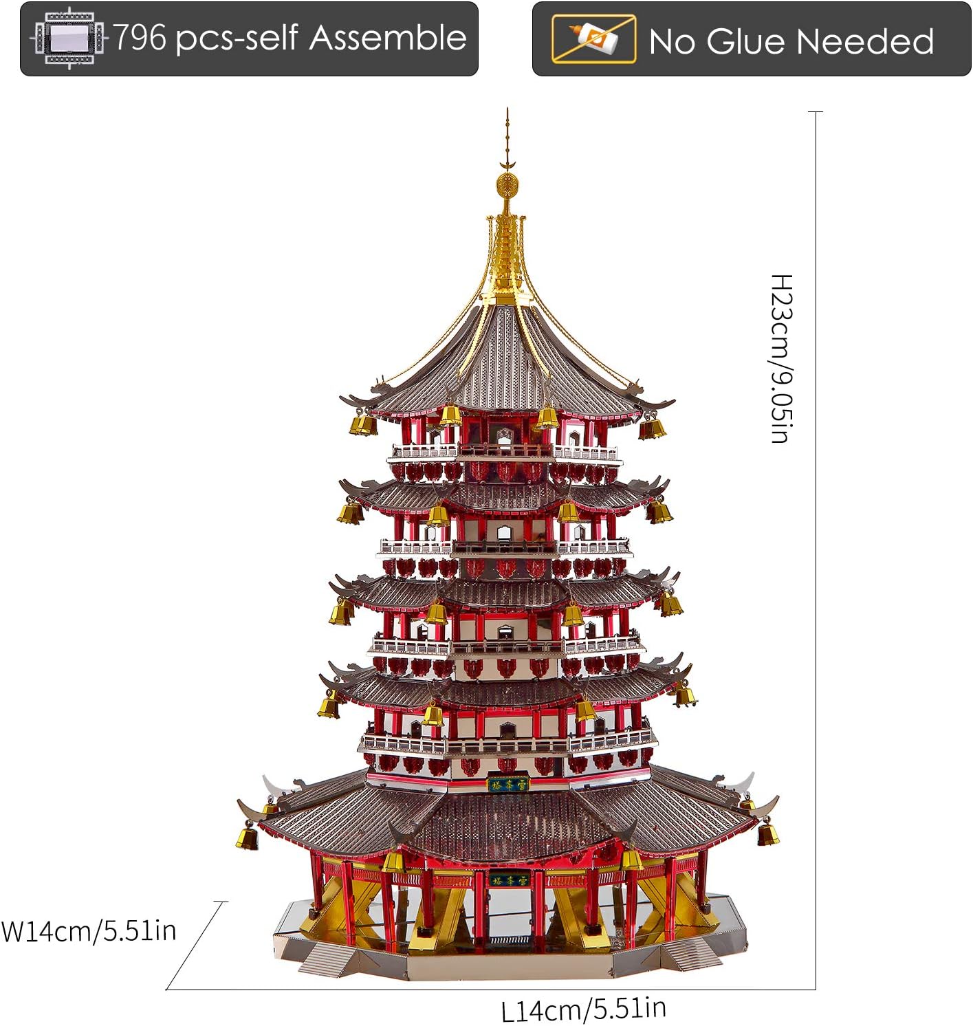 Piececool 3D Metal Puzzle for Adults, Juyuan Tower Metal Model Kits