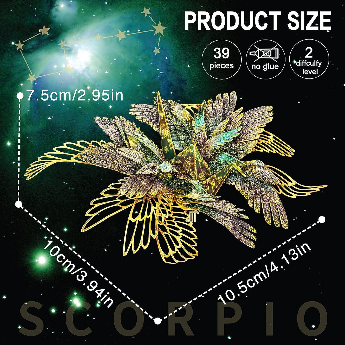 Piececool Scorpio Wish Cranes 3D Puzzles for Adults, Best Birthday Gifts, 39Pcs