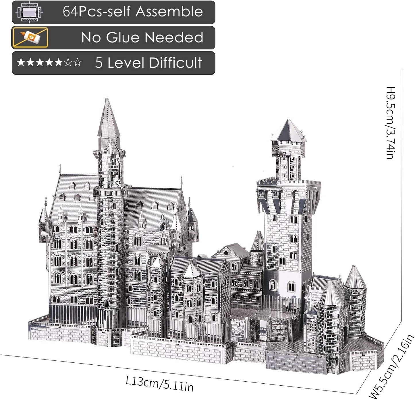 Piececool 3D Metal Puzzle Neuschwanstein Castle Architecture Building Kits