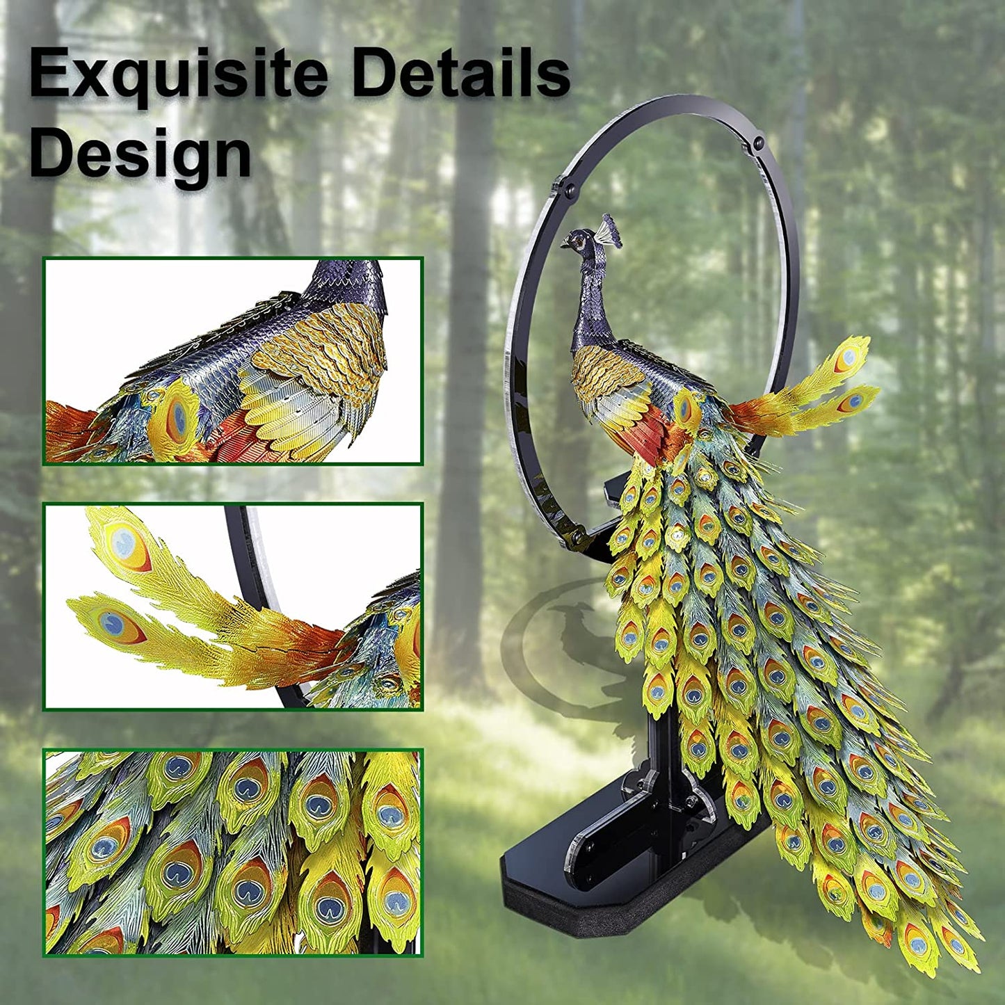 Metal Earth 3D Puzzles for Adults, Gorgeous Peacock 3D Metal Model Building Kits