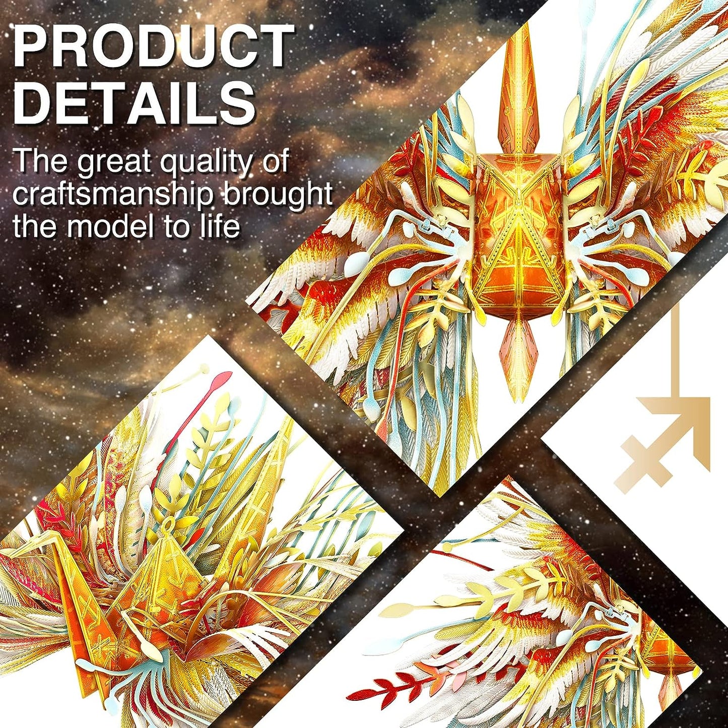 Piececool Sagittarius Wish Cranes 3D Metal Model Puzzles Gifts, 46Pcs