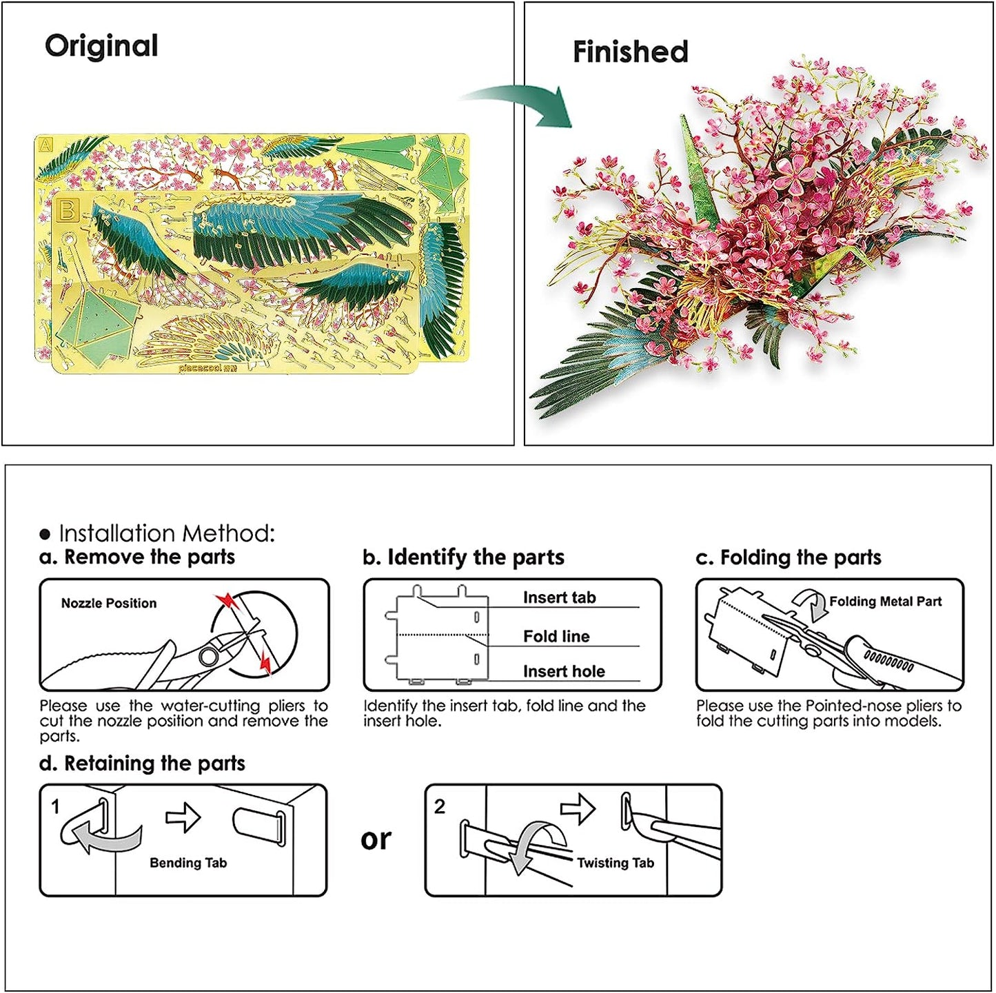 Piececool Peach Blossom Wish Cranes Model Building Kits, 65Pcs