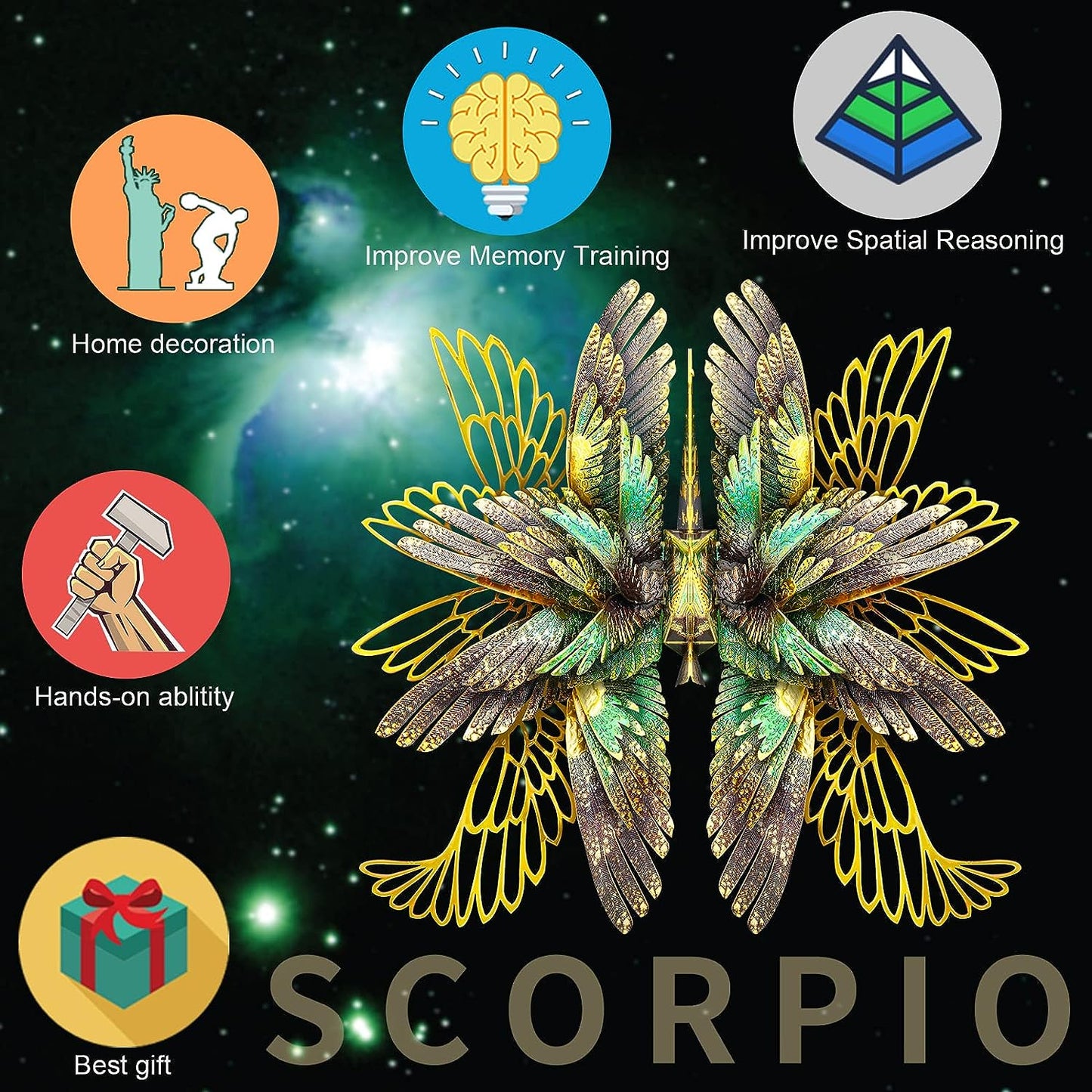 Piececool Scorpio Wish Cranes 3D Puzzles for Adults, Best Birthday Gifts, 39Pcs