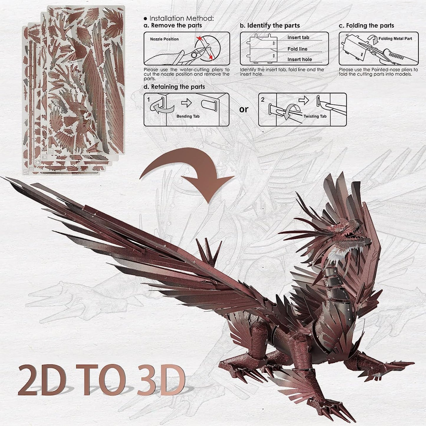 Piececool Hellstrom Dragon 3D Model with DIY Tools Kit