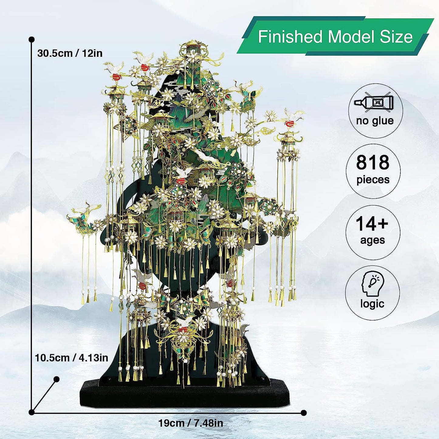 Piececool 3D Metal Puzzles for Adults, Qing SHAN DAI - Chinese Traditional Model Building Kits, Best Christmas Gifts, 818pcs