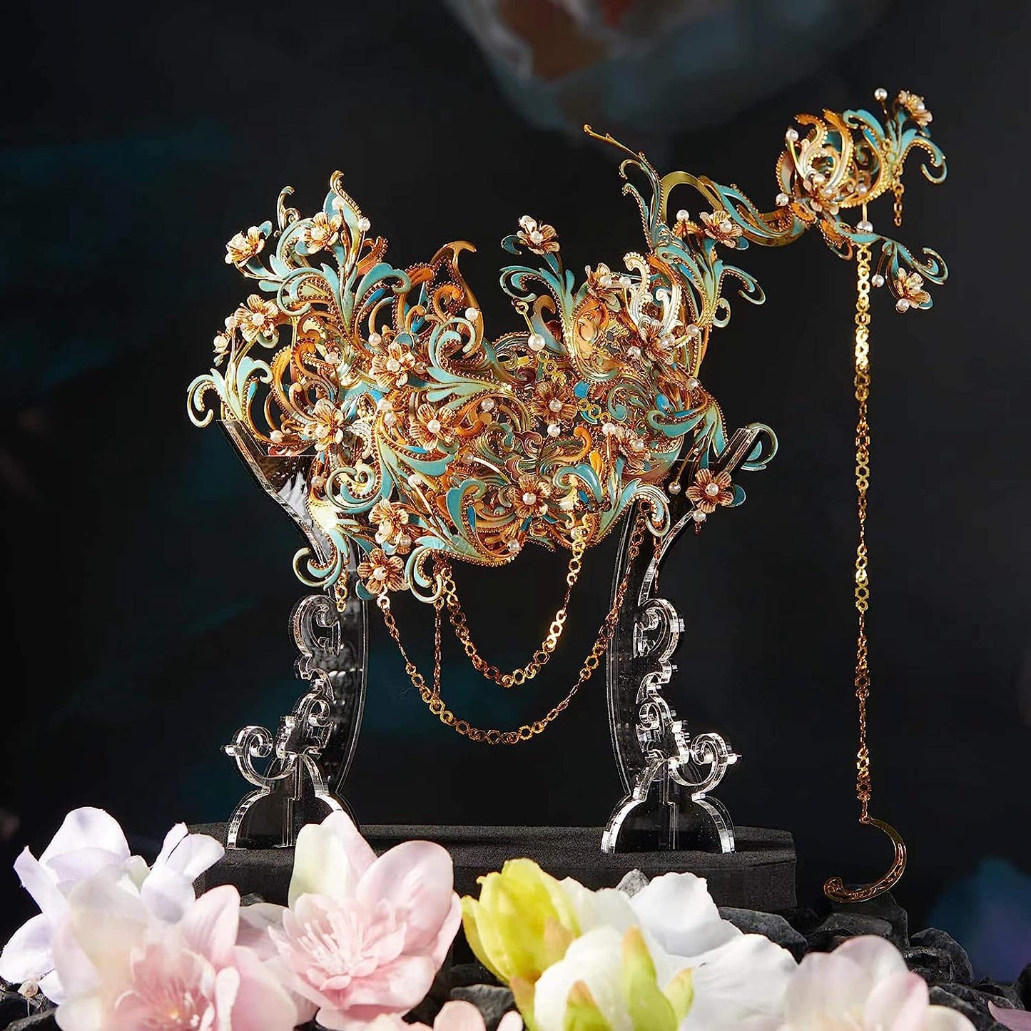 Piececool 3D Puzzles for Adults, Rhyme Blossoming - Masquerade Mask 3D Metal Model