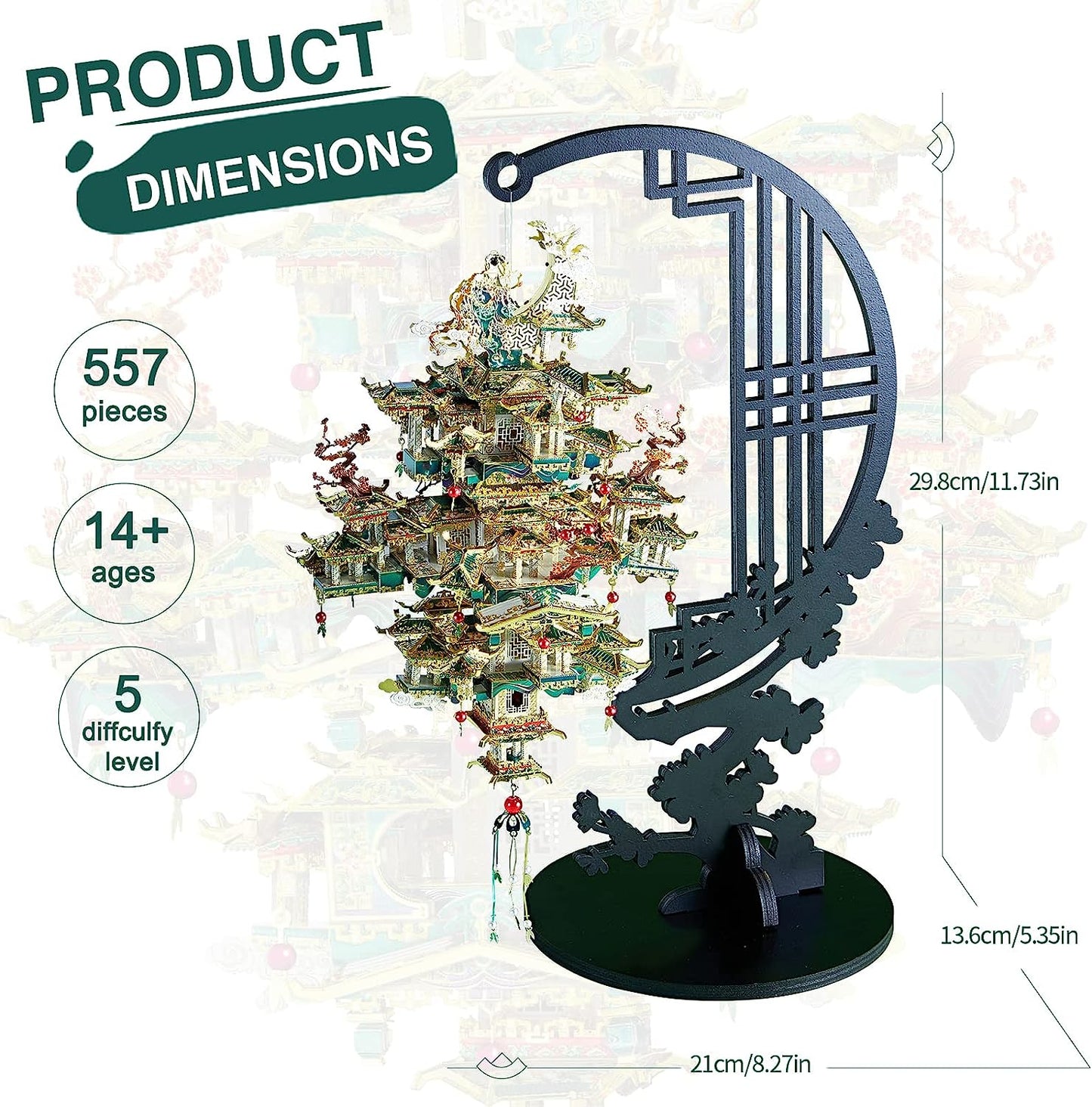 Piececool Metal 3D Puzzles for Adults, Lovers Pavilion  Creative Home Decoration Best Birthday Gifts, 557 Pcs