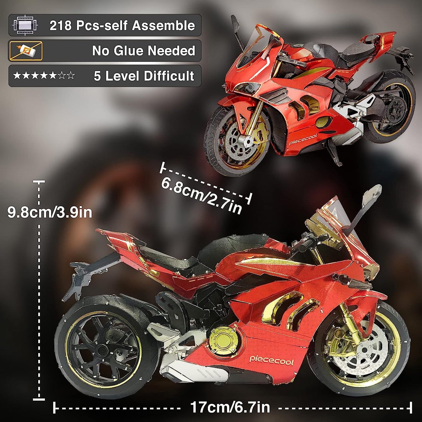 Piececool Motorcycle Model Car Kits to Build for Adults, Best Birthday Gifts