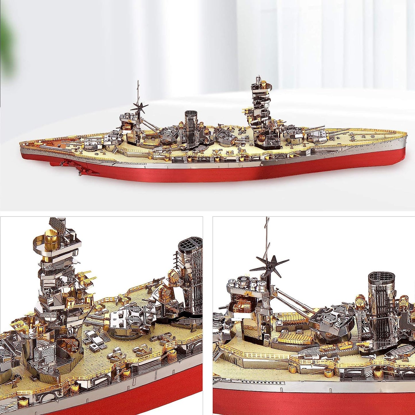 Piececool Metal Earth Fuso Battleship Military 3D Metal Models Building Kits, 350Pcs