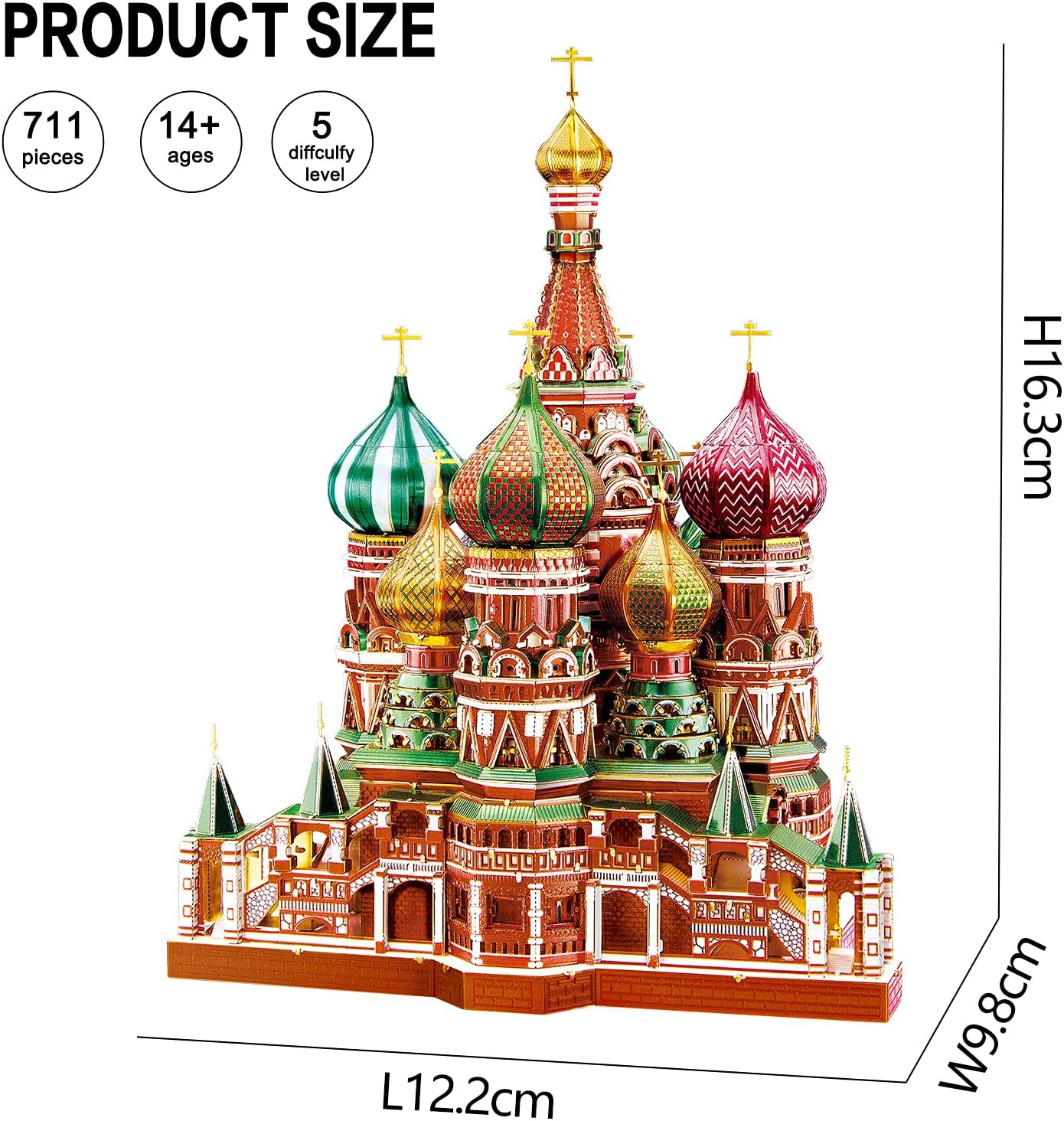 Piececool Saint Basil’s Cathedral Metal Building Kit for Adults 711 pcs