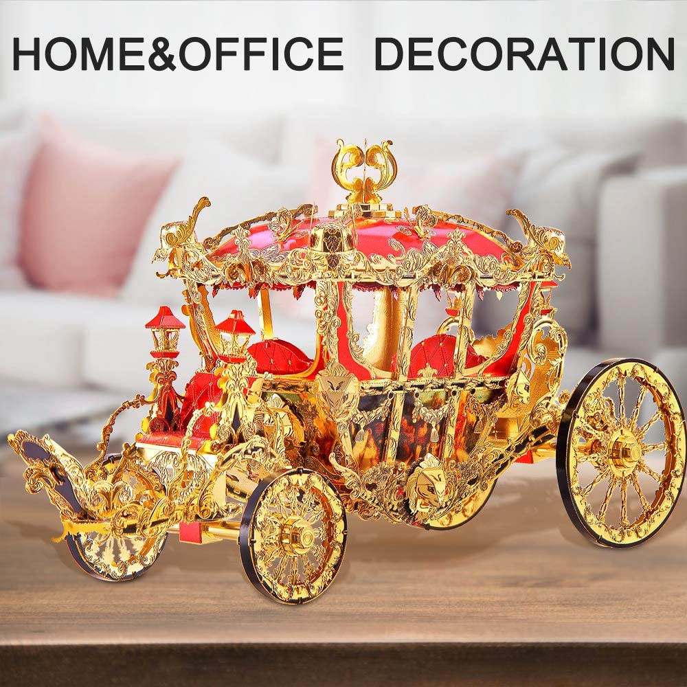 Piececool Princess Carriage Model Kits DIY Brain Teaser Puzzles 3D Metal Model Building Kits