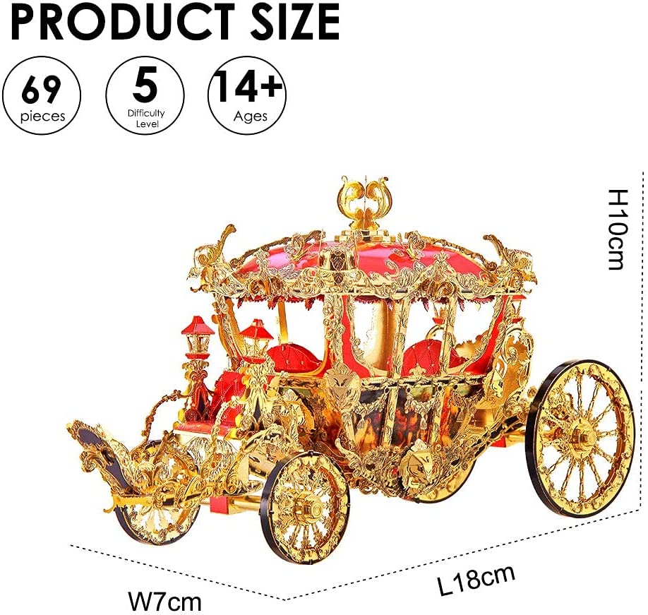 Piececool Princess Carriage Model Kits DIY Brain Teaser Puzzles 3D Metal Model Building Kits