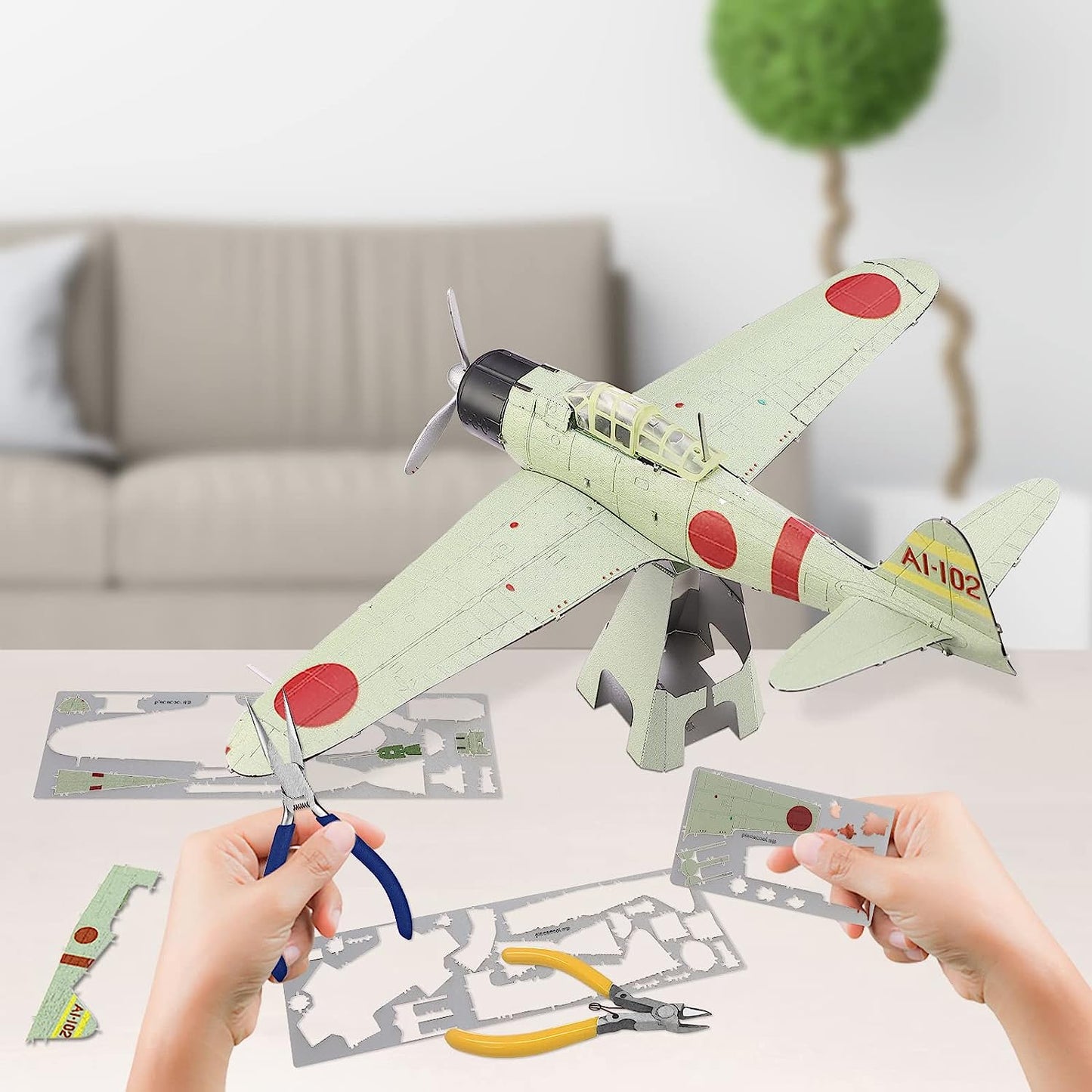 Piececool Metal Earth Zero Fighter Military Airplane Model Building Kits