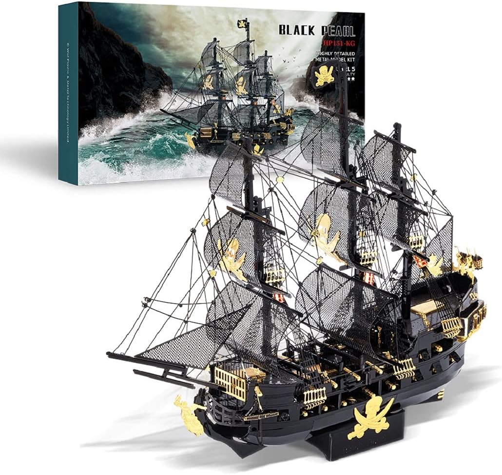 Piececool Black Pearl Pirate Ship Metal Model Kits 307Pcs