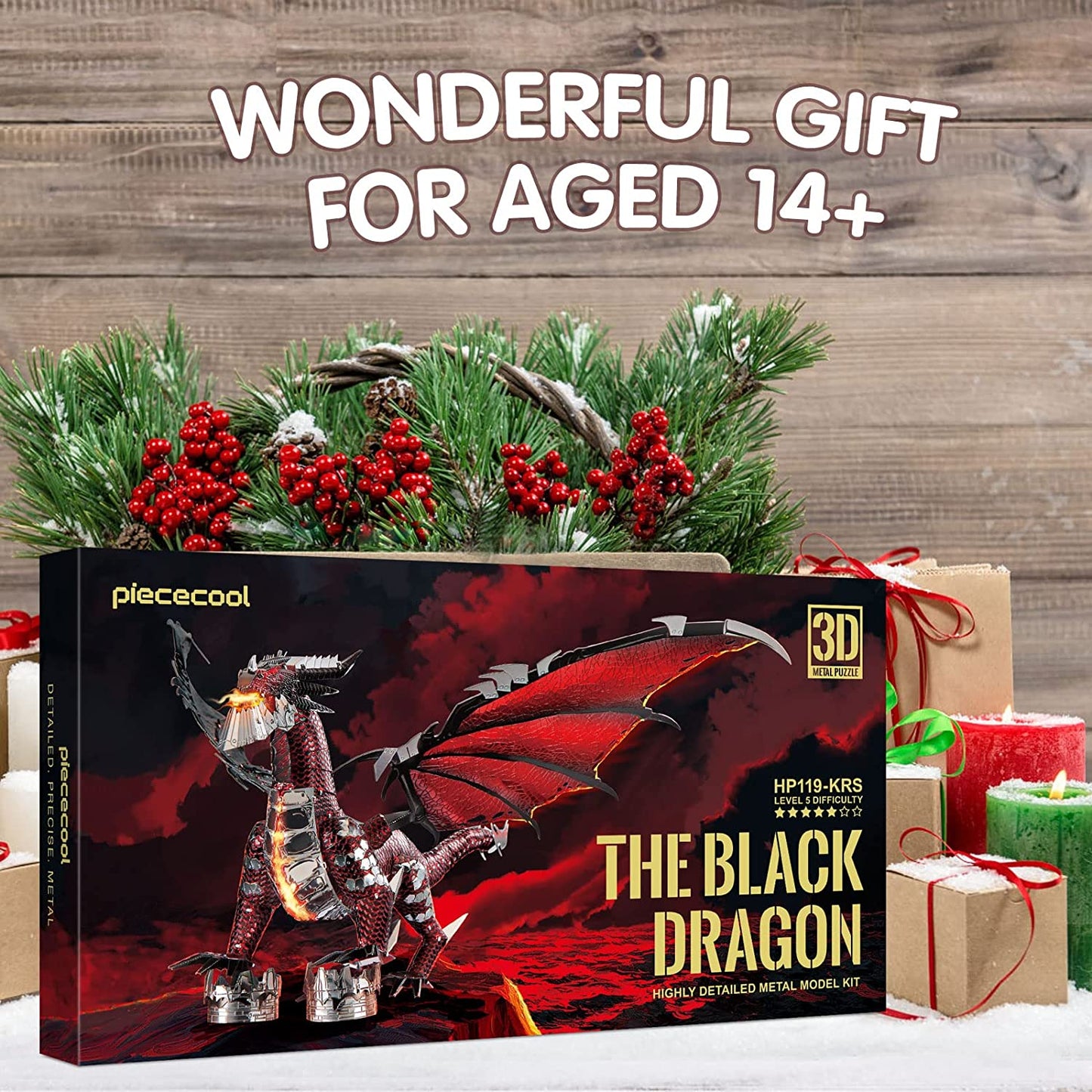 Piececool 3D Metal Model Kits for Teens-Black Dragon King