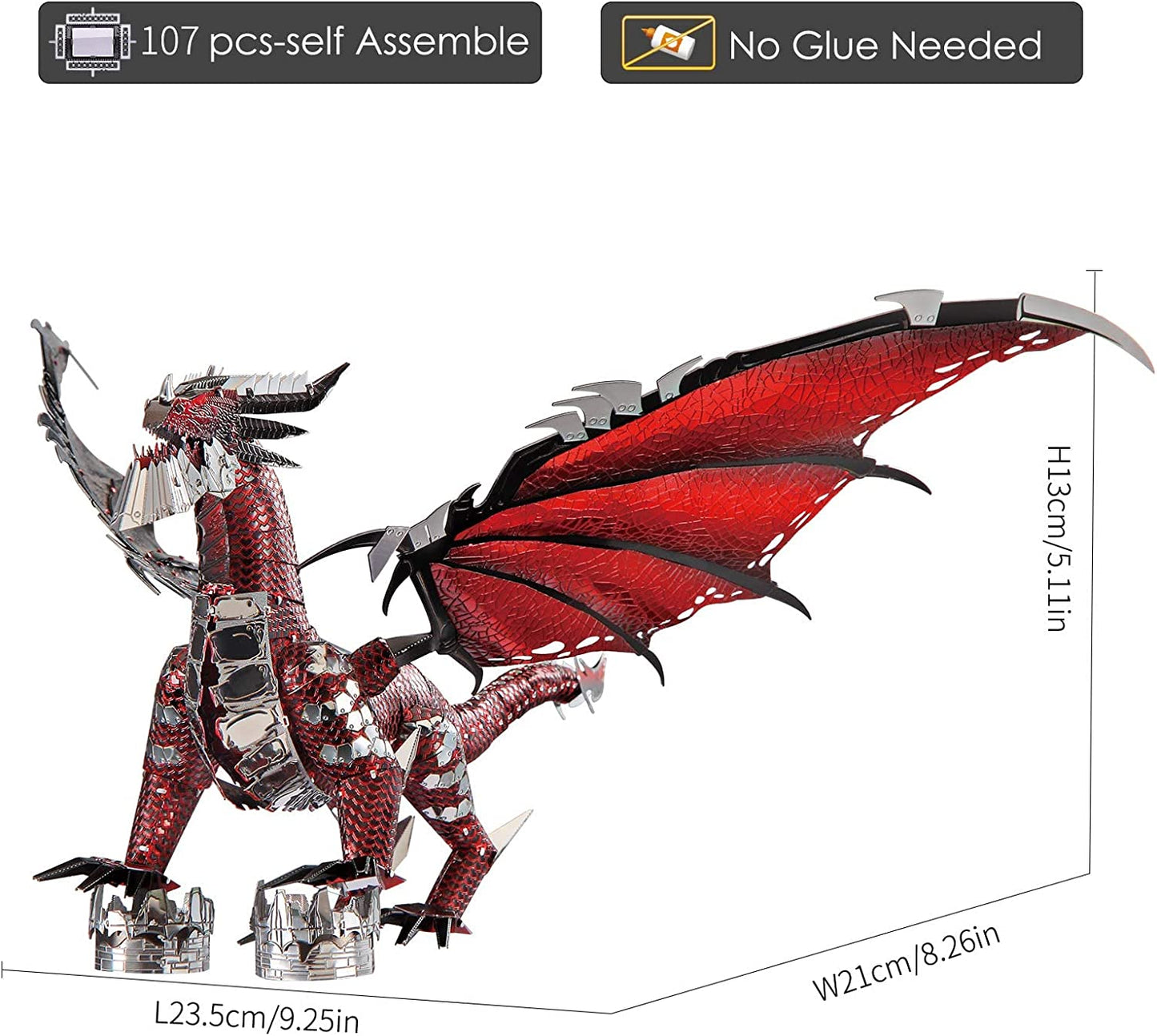 Piececool 3D Metal Model Kits for Teens-Black Dragon King