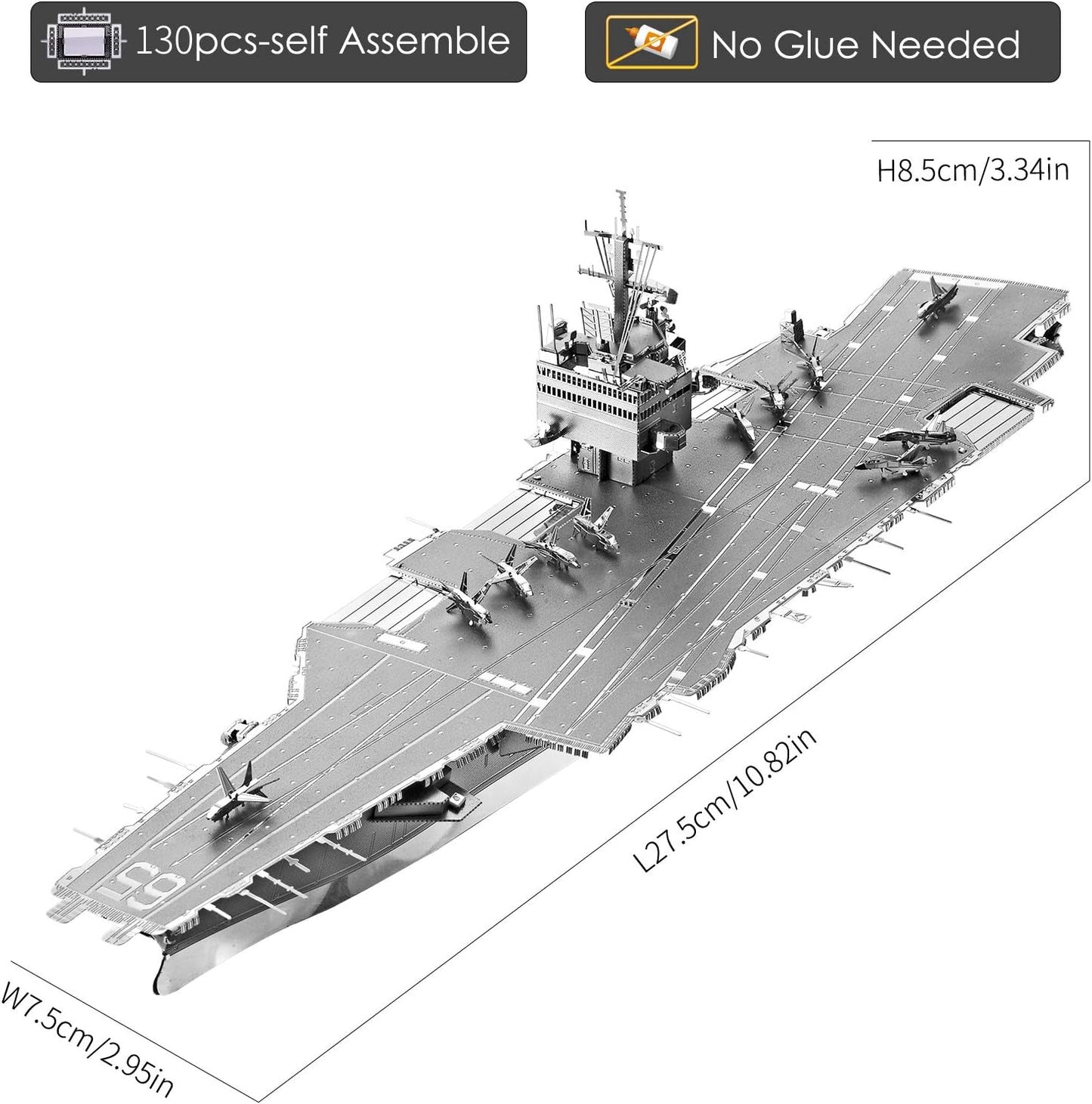 Piececool Metal Earth USS Enterprise CVN-65 Battleship, 130 Pcs