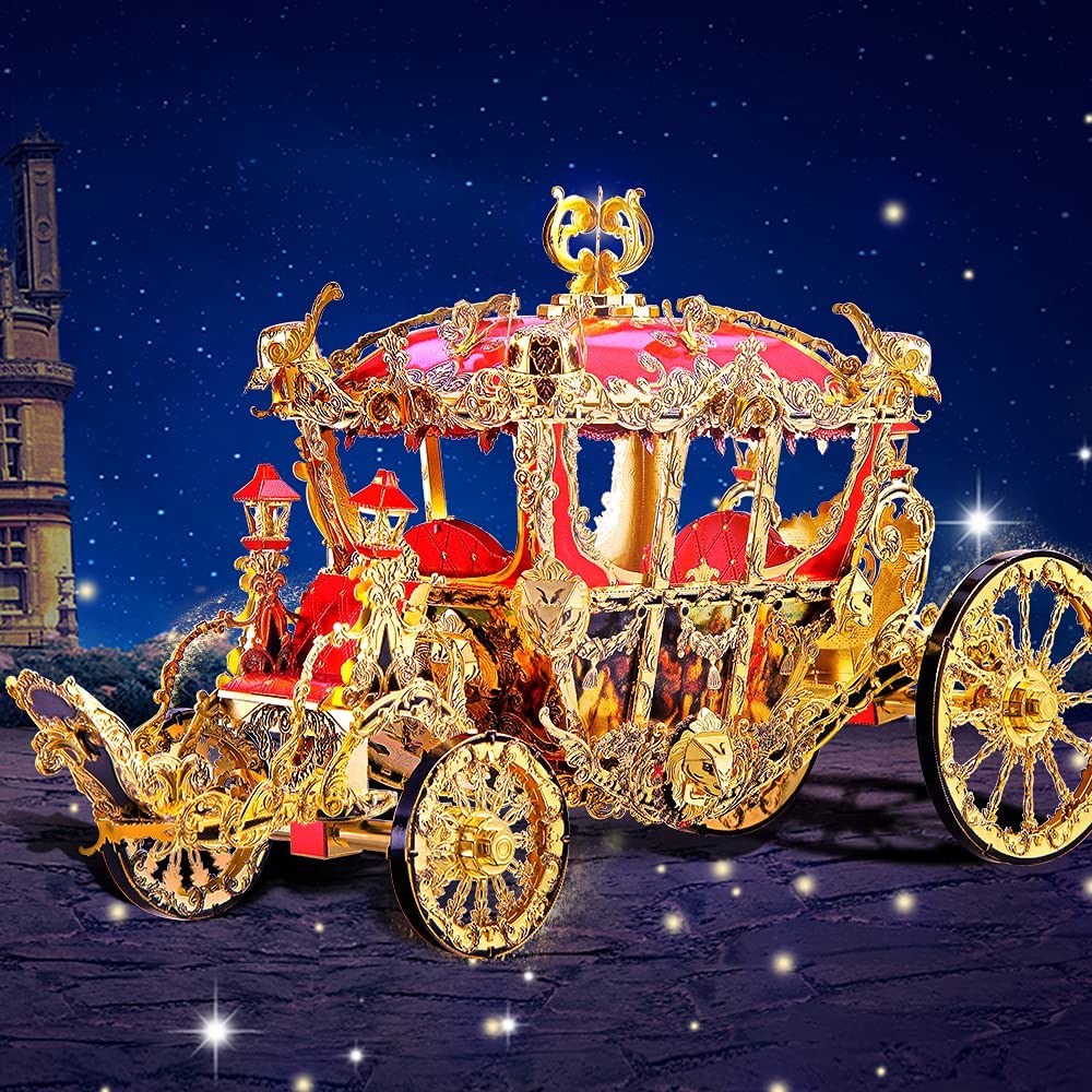 Piececool Princess Carriage Model Kits DIY Brain Teaser Puzzles 3D Metal Model Building Kits