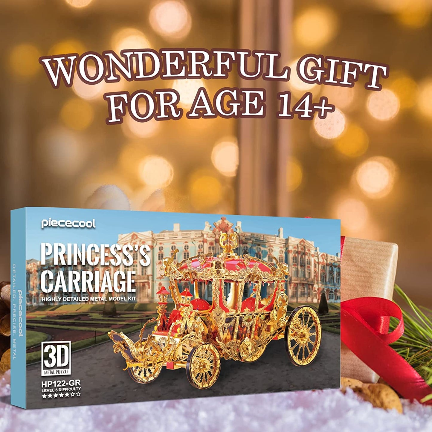 Piececool Princess Carriage Model Kits DIY Brain Teaser Puzzles 3D Metal Model Building Kits