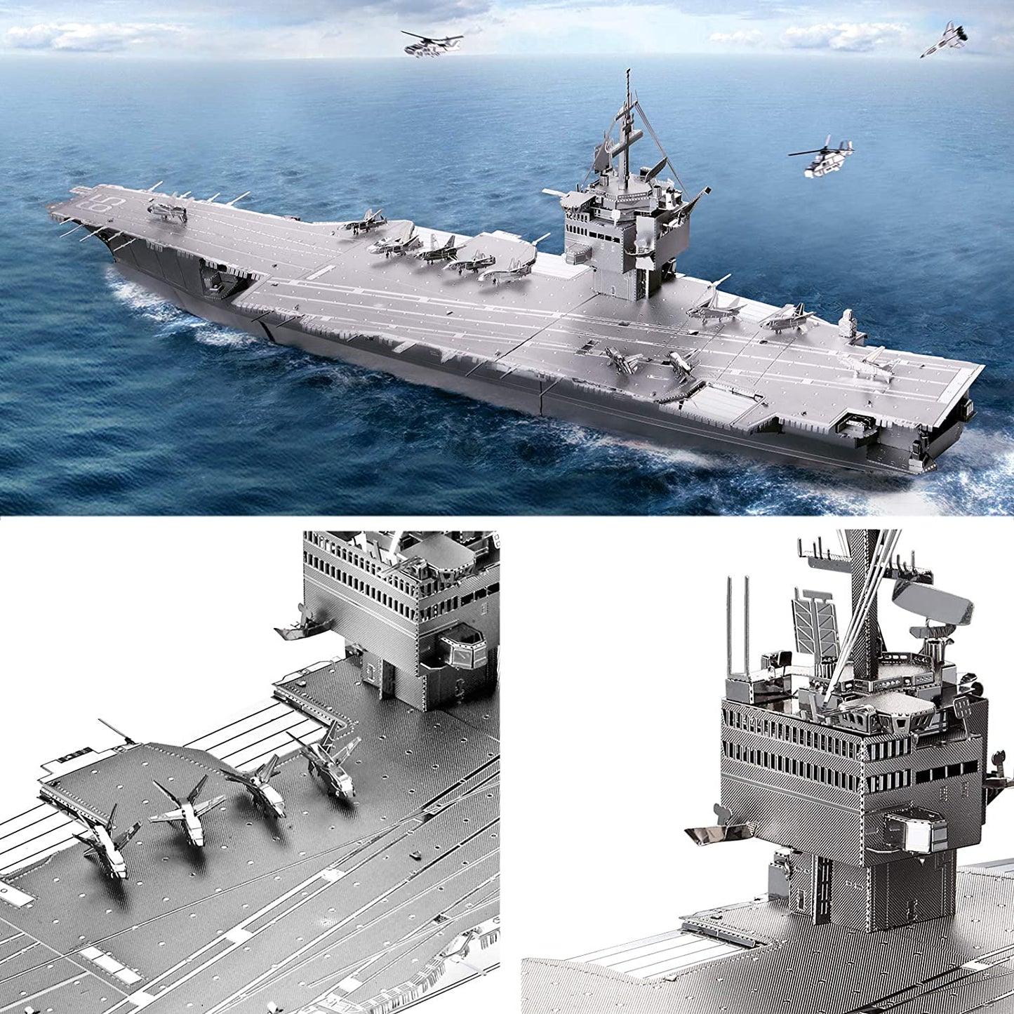 Piececool Metal Earth USS Enterprise CVN-65 Battleship, 130 Pcs