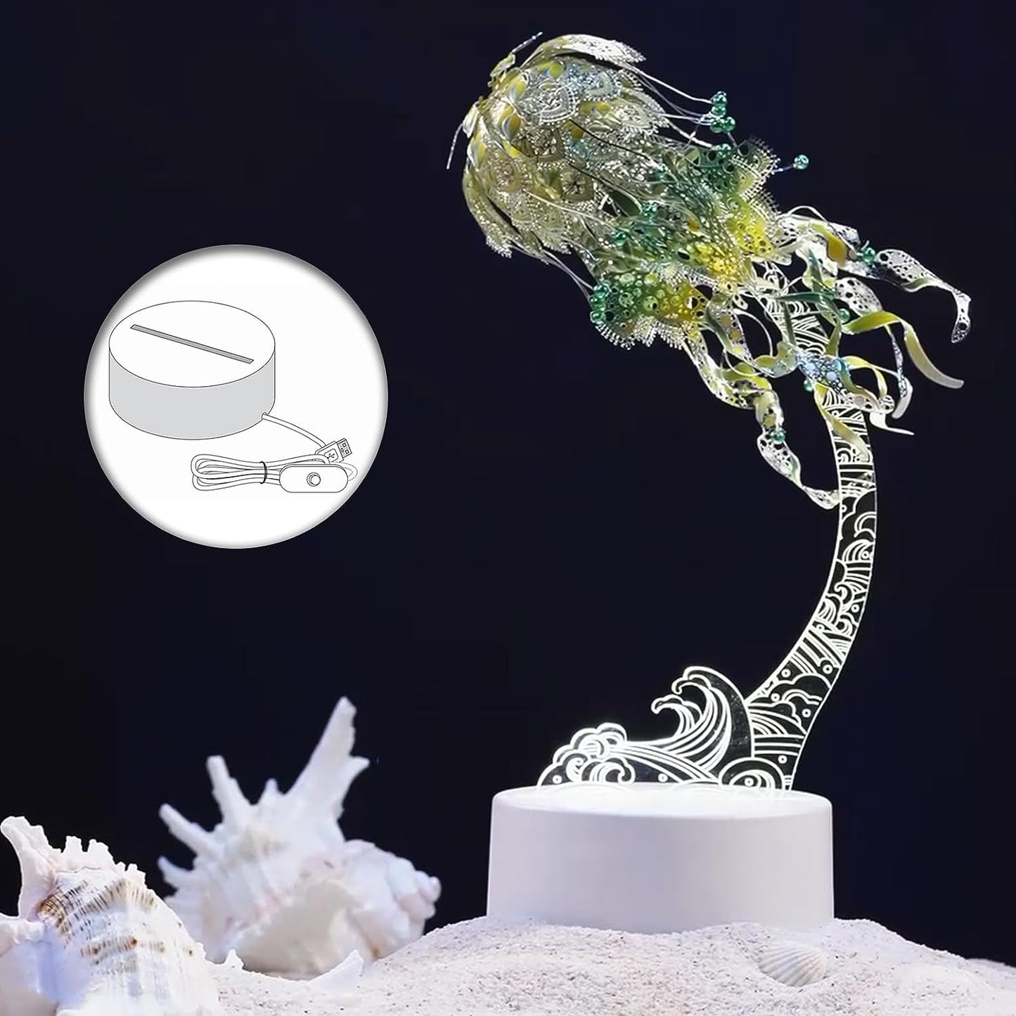 Piececool 3D Metal Puzzles for Adults - Marine Organism Jellyfish Night Light