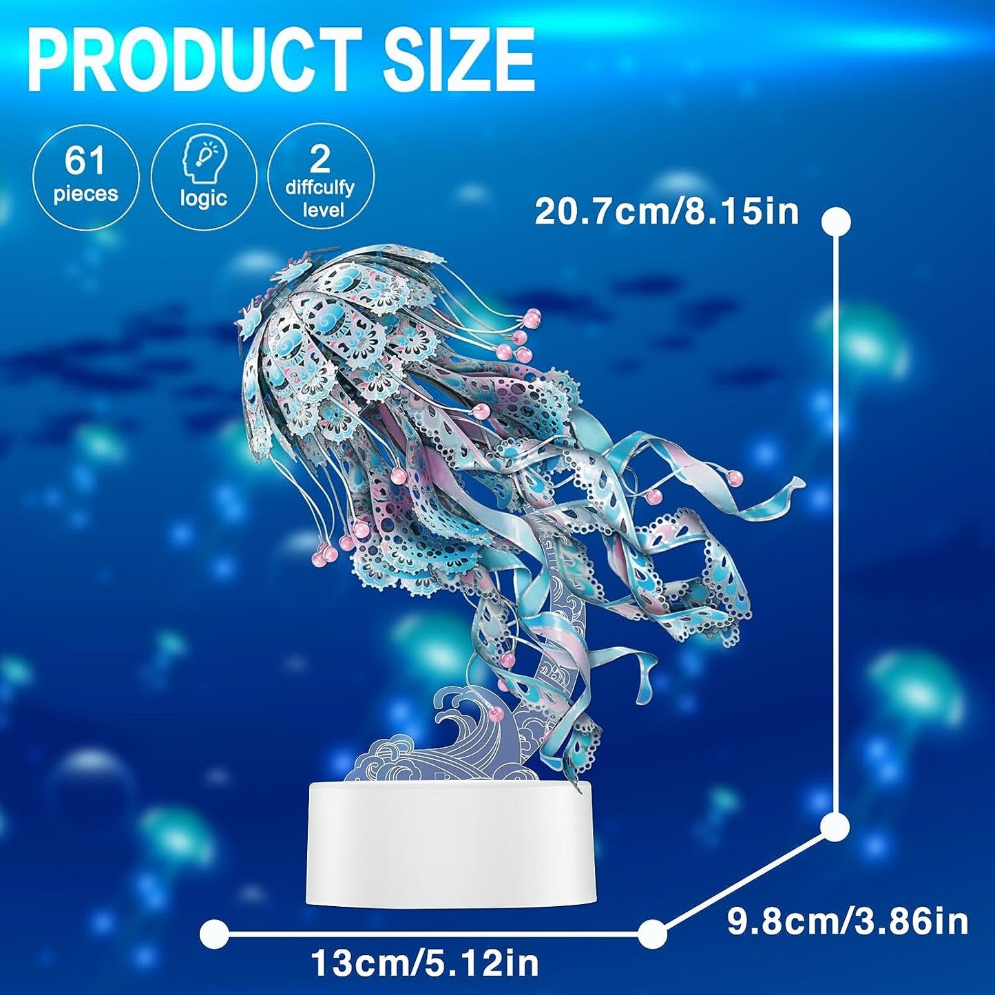 Piececool Jellyfish Night Light with USB Plug, Ocean Animals 3D Metal Model